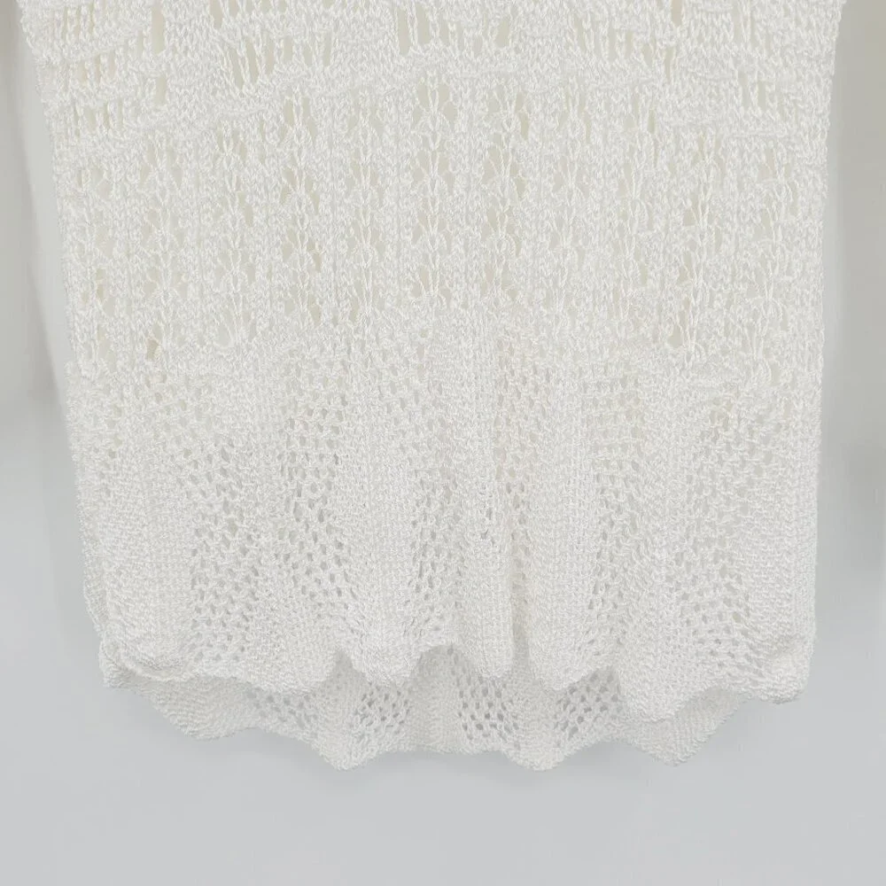 Emma James Ecru Crochet Lace Fishnet Sweater
